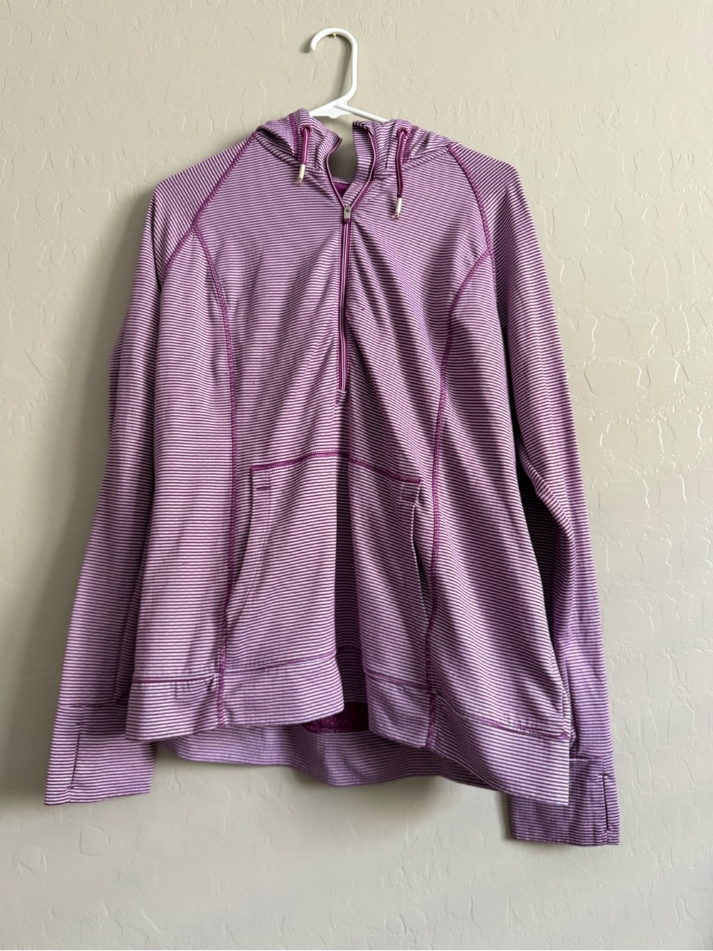Tangerine Lavender-Stripe Half-Zip Hooded Pullover